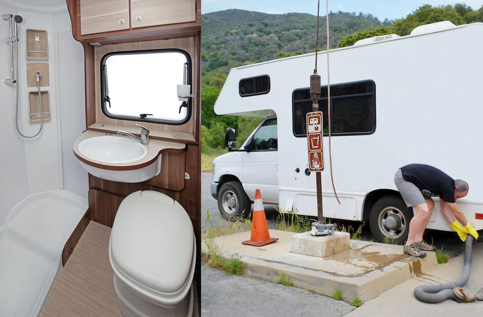 Portable RV/camper toilet and holding tank setup in Keene, New York
