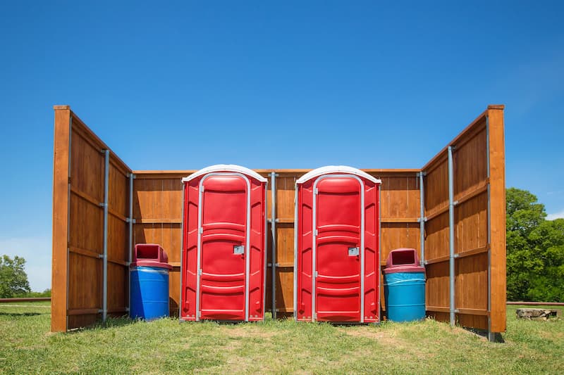 Short-term porta potty units staged for delivery in Keene, New York